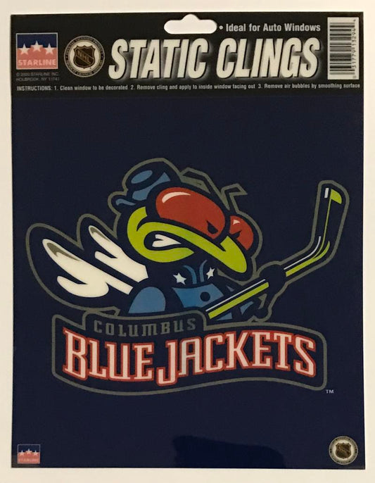 Columbus Blue Jackets 6"x6" NHL Static Clings for inside of car windows or glass Image 1