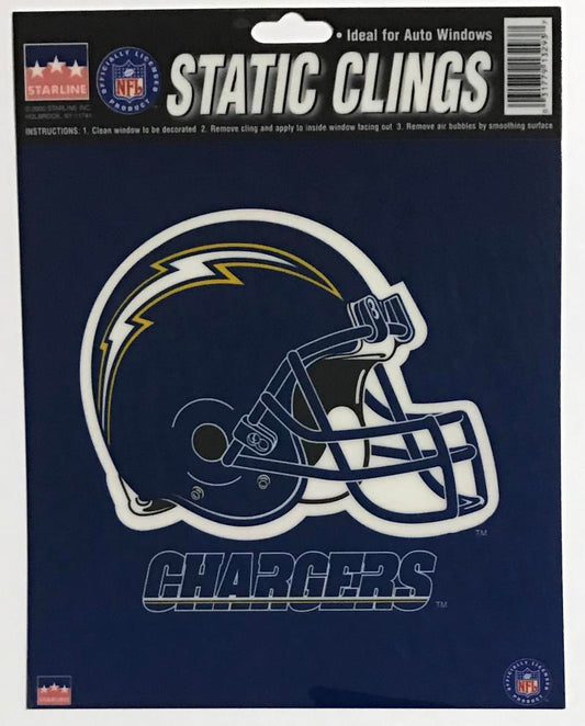 San Diego Chargers 6"x6" NFL Static Clings for inside of car windows or glass Image 1