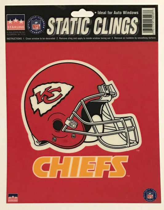 Kansas City Chiefs 6"x6" NFL Static Clings for inside of car windows or glass Image 1