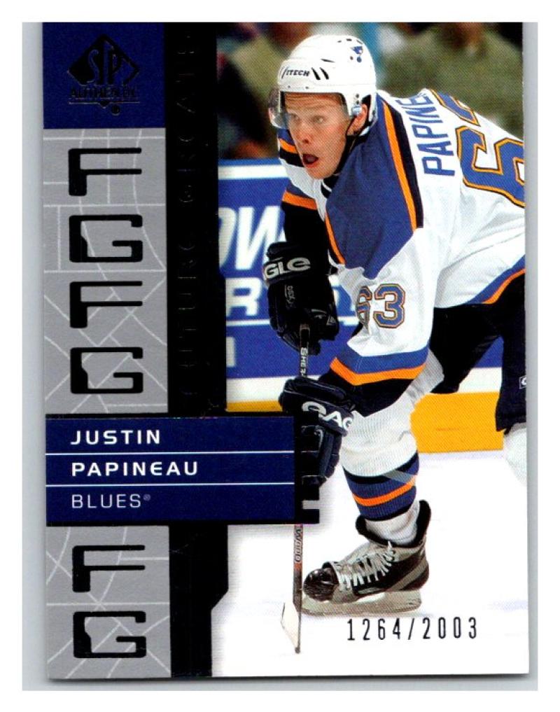 2002-03 SP Authentic #131 Justin Papineau MINT Hockey NHL 1264/2003 UD 02892 Image 1