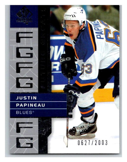 2002-03 SP Authentic #131 Justin Papineau MINT Hockey NHL 627/2003 UD 02900