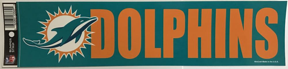 (HCW) Miami Dolphins 3" x 12" Bumper Strip NFL Football Sticker Decal Image 1