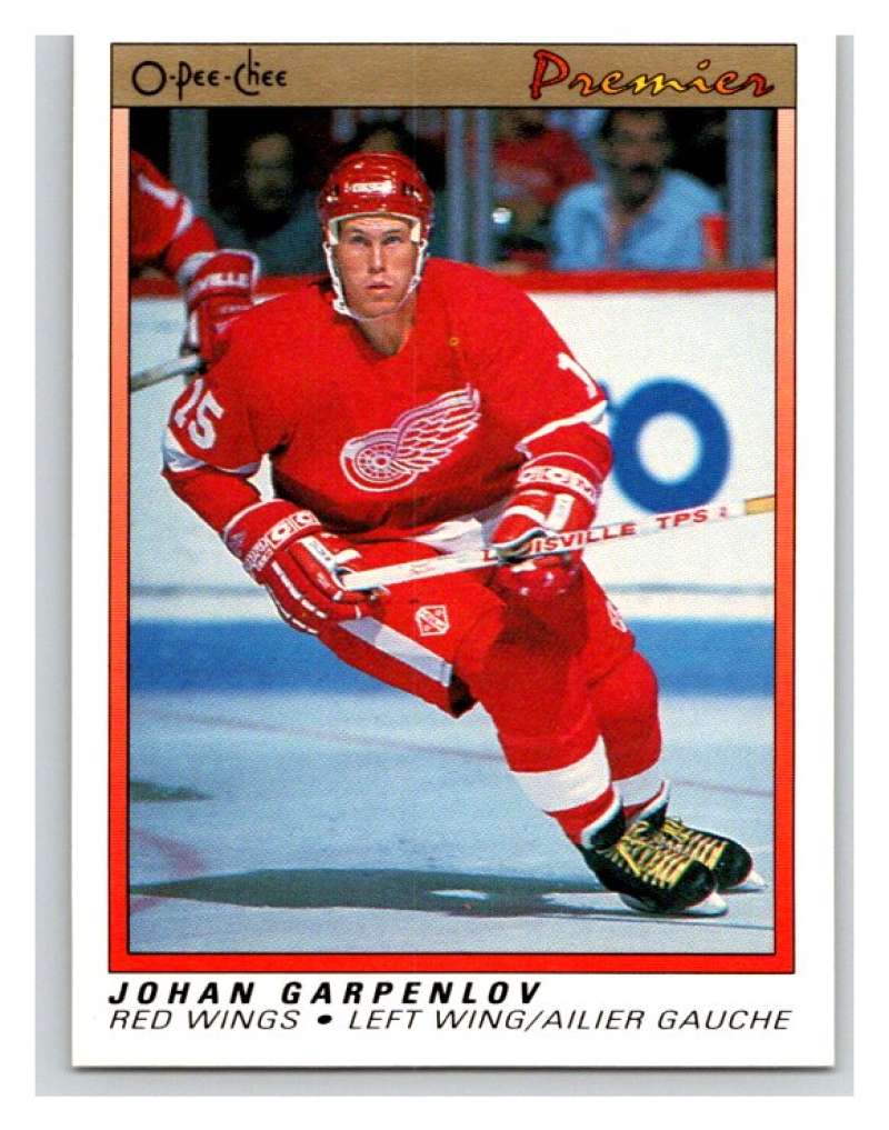 (HCW) 1990-91 OPC Premier #35 Johan Garpenlov RC Rookie Red Wings Mint Image 1