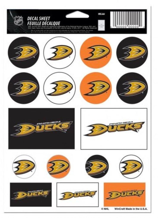 (HCW) Anaheim Ducks Vinyl Sticker Sheet 5"x7" Decals NHL Licensed Authentic Image 1