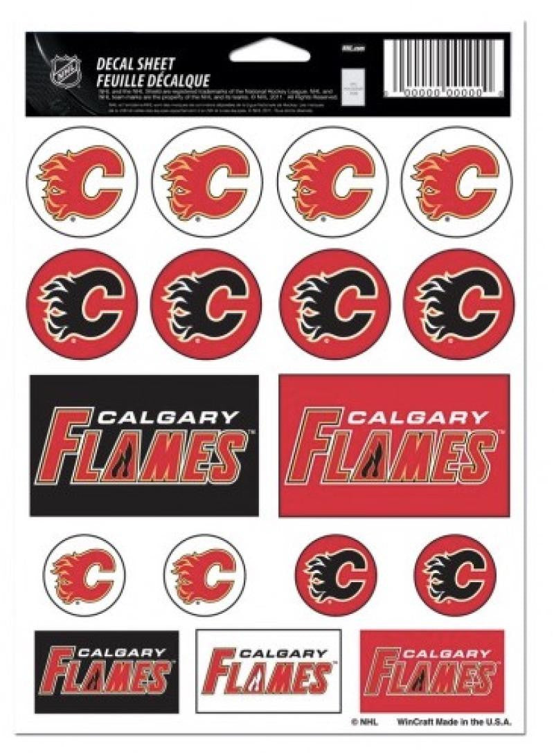 Calgary Flames Vinyl Sticker Sheet 5"x7" Decals  Licensed Authentic