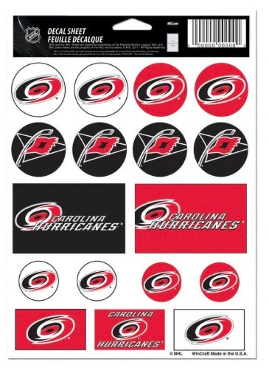 (HCW) Carolina Hurricanes Vinyl Sticker Sheet 5"x7" Decals NHL Licensed Authentic Image 1