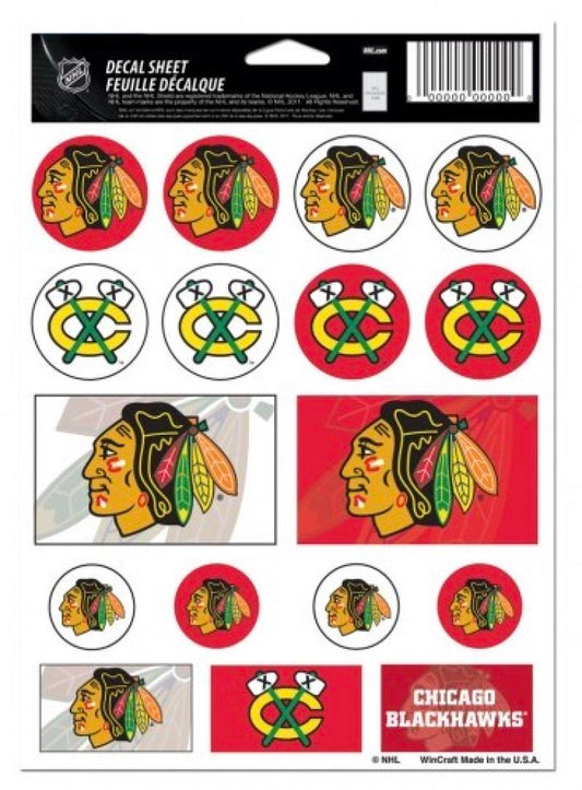 Chicago Blackhawks Vinyl Sticker Sheet 5"x7" Decals  Licensed Authentic