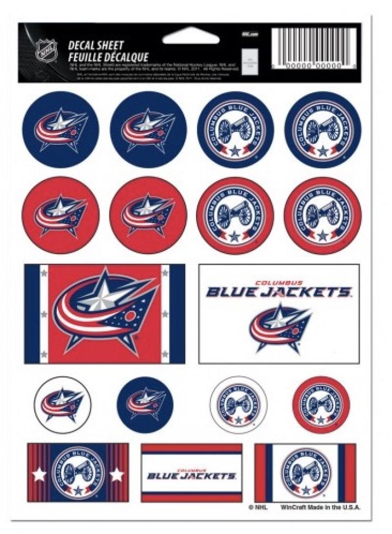 (HCW) Columbus Blue Jackets Vinyl Sticker Sheet 5"x7" Decals NHL Licensed Authentic Image 1