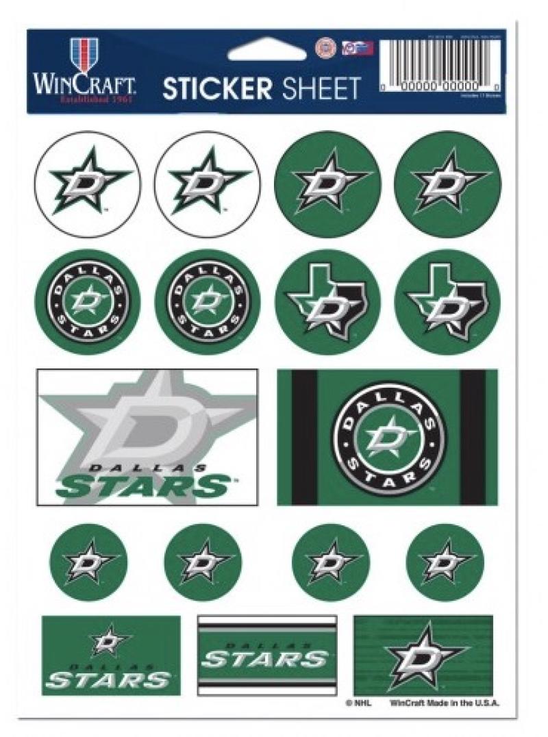 (HCW) Dallas Stars Vinyl Sticker Sheet 5"x7" Decals NHL Licensed Authentic Image 1
