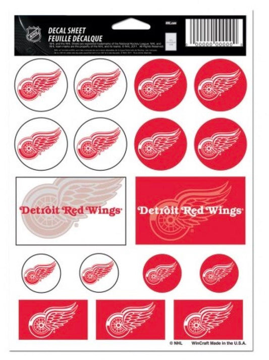 (HCW) Detroit Red Wings Vinyl Sticker Sheet 5"x7" Decals NHL Licensed Authentic Image 1