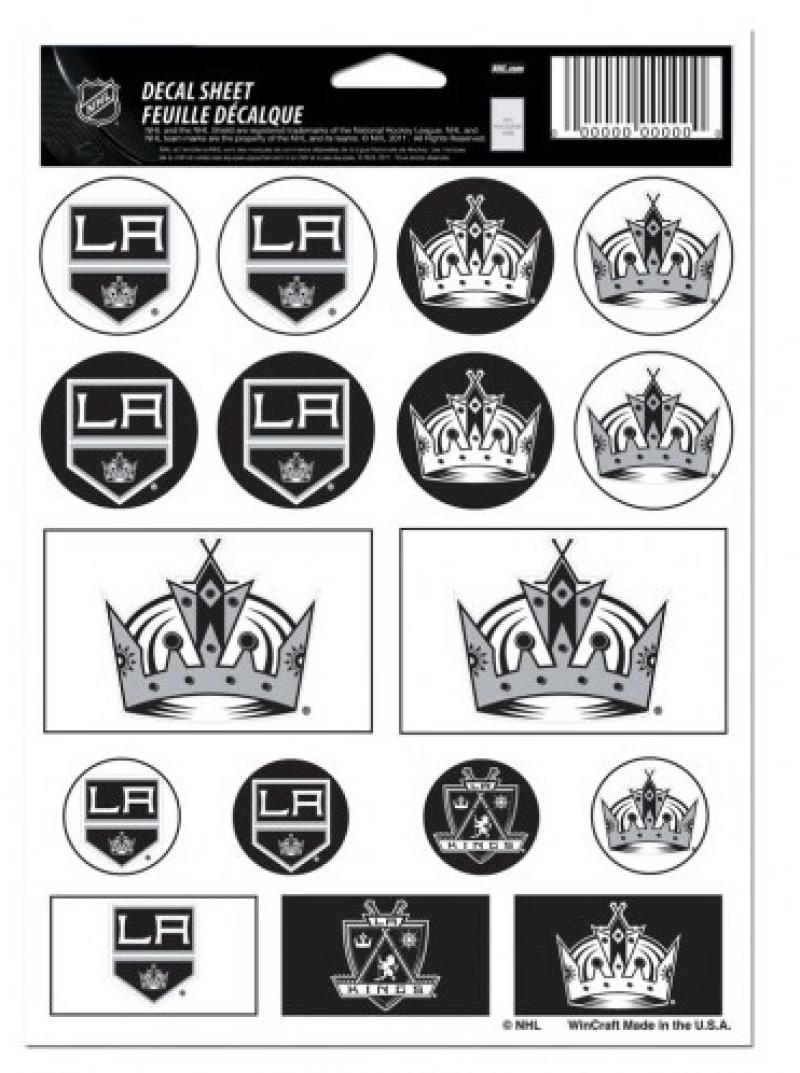 (HCW) Los Angeles Kings Vinyl Sticker Sheet 5"x7" Decals NHL Licensed Authentic Image 1