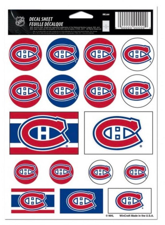 Montreal Canadiens Vinyl Sticker Sheet 5"x7" Decals Licensed Authentic