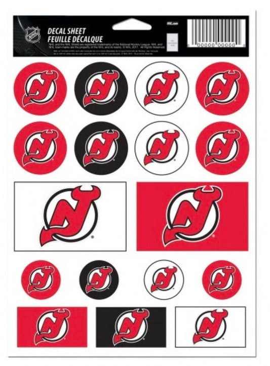 (HCW) New Jersey Devils Vinyl Sticker Sheet 5"x7" Decals NHL Licensed Authentic Image 1