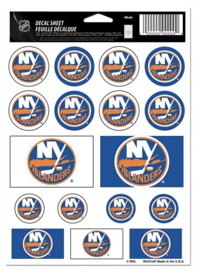 (HCW) New York Islanders Vinyl Sticker Sheet 5"x7" Decals NHL Licensed Authentic Image 1