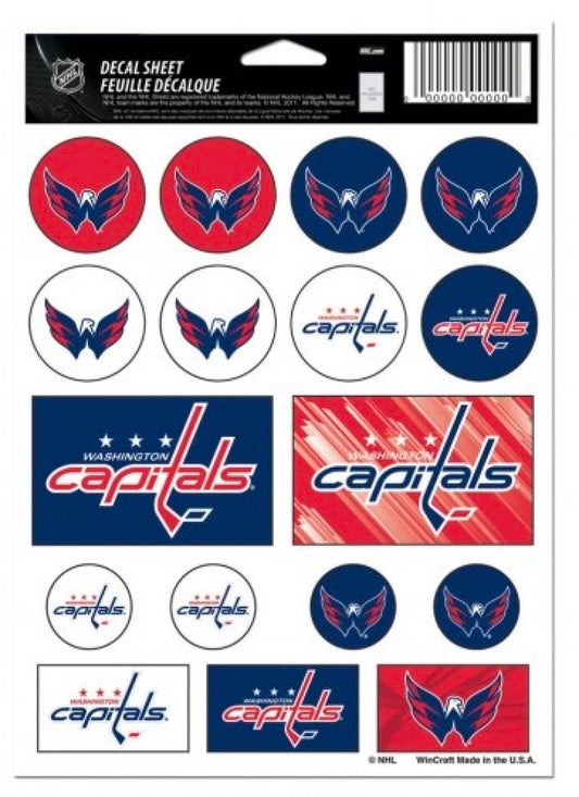 (HCW) Washington Capitals Vinyl Sticker Sheet 5"x7" Decals NHL Licensed Authentic Image 1
