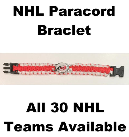 (HCW) Carolina Hurricanes NHL Hockey Logo Paracord 8" Bracelet - New in Package Image 1
