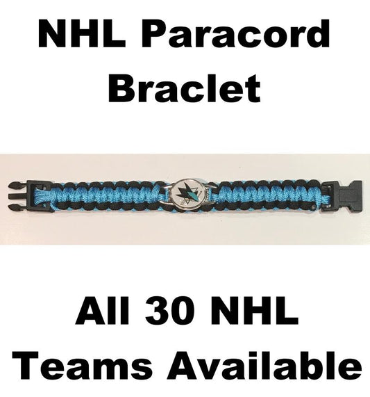 (HCW) San Jose Sharks NHL Hockey Logo Paracord 8" Bracelet - New in Package Image 1