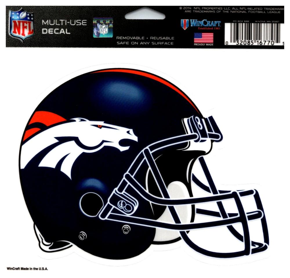 (HCW) Denver Broncos Multi-Use Helmet Coloured Decal Sticker 5"x6" NFL  Image 1