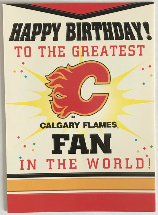 (HCW) Calgary Flames Birthday Card with Envelope 5"x7" - Official Licensed Image 1