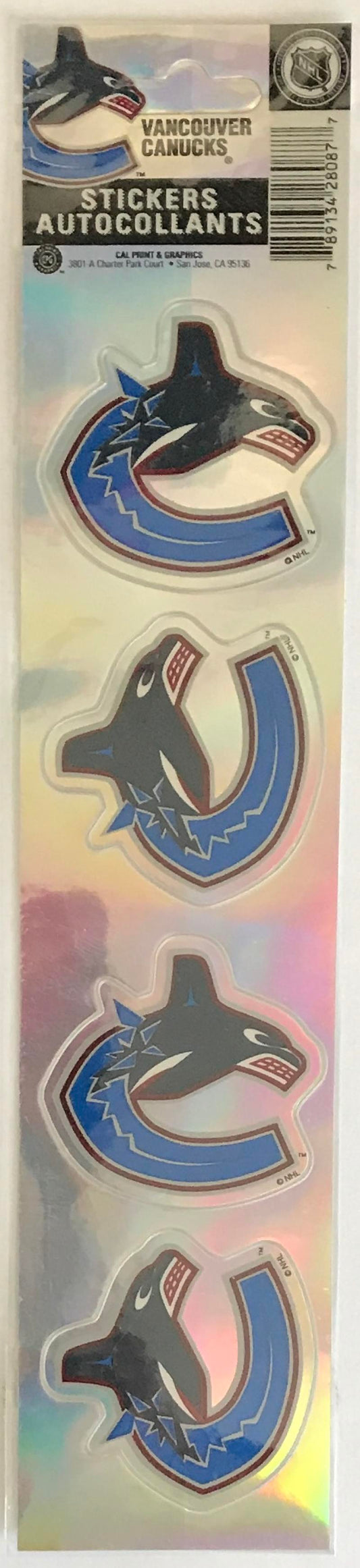 Vancouver Canucks 2"x8"  Hockey Logo Sticker Sheet