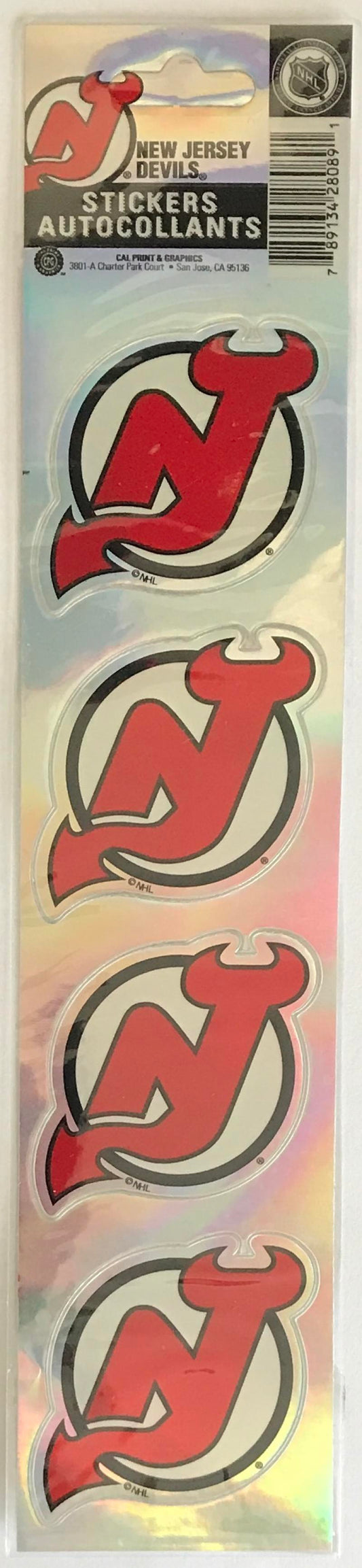 (HCW) New Jersey Devils 2"x8" NHL Hockey Logo Sticker Sheet Image 1