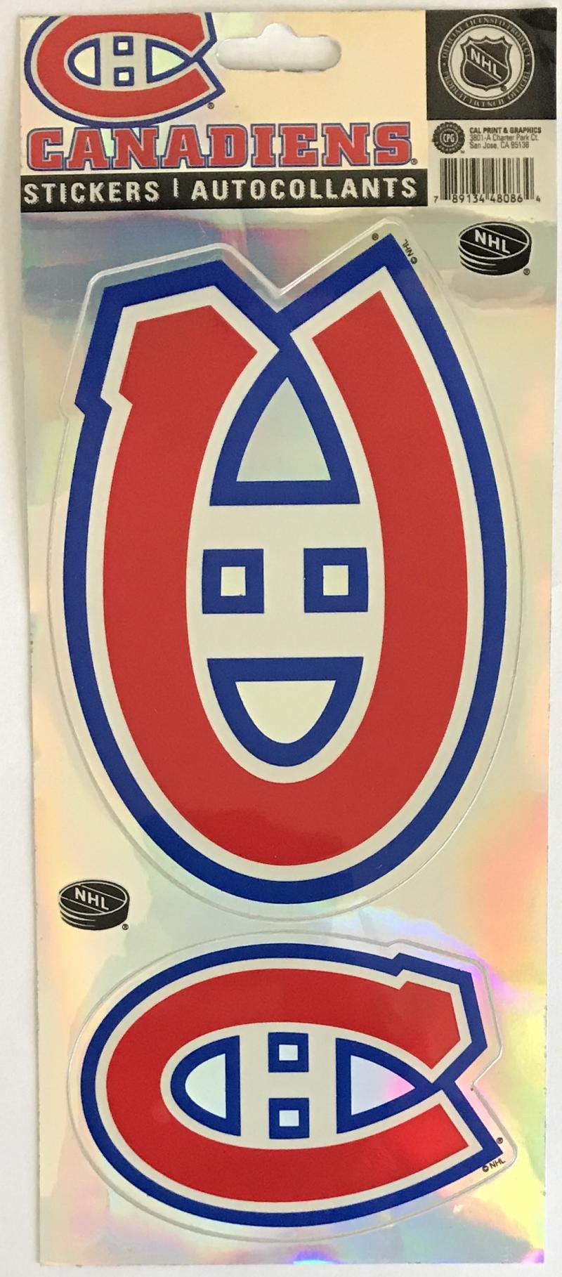 (HCW) Montreal Canadiens 4"x8" NHL Hockey Logo Sticker Sheet Image 1