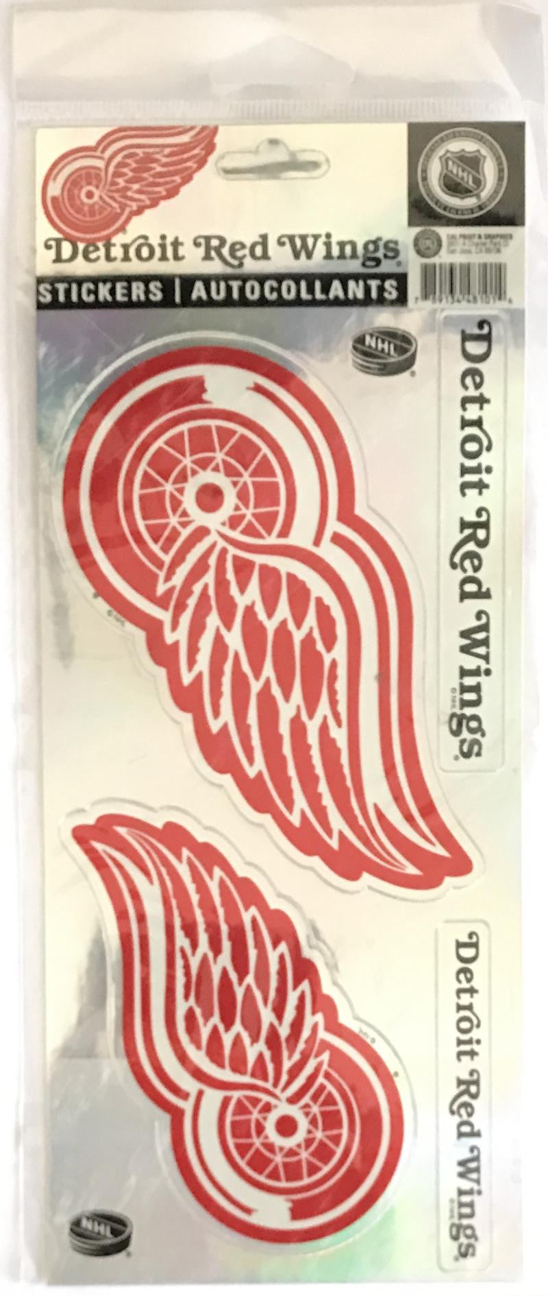 (HCW) Detroit Red Wings 4"x8" NHL Hockey Logo Sticker Sheet