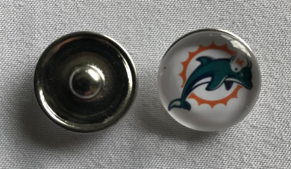 (HCW) Miami Dolphins NFL Snap Ginger Button Jewelry for Jackets, Bracelets Image 1