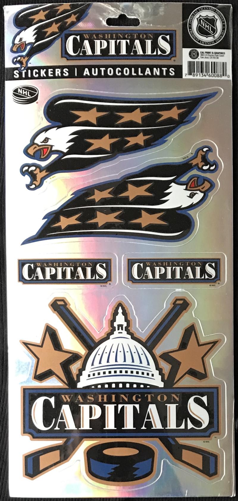 (HCW) Washington Capitals 6"x13" Large NHL Hockey Licensed Logo Sticker Sheet  Image 1