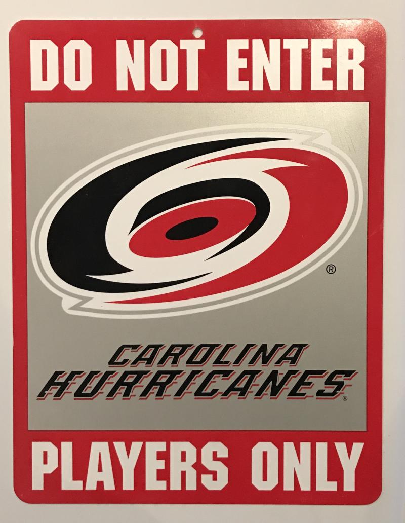 (HCW) Carolina Hurricanes "Do Not Enter Players Only" 8" x 13" NHL Plastic Sign Image 1