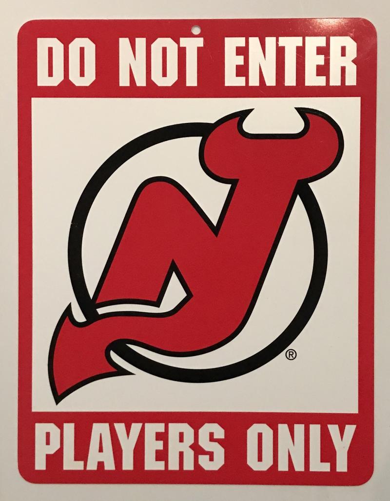 (HCW) New Jersey Devils "Do Not Enter Players Only" 8" x 13" NHL Plastic Sign Image 1