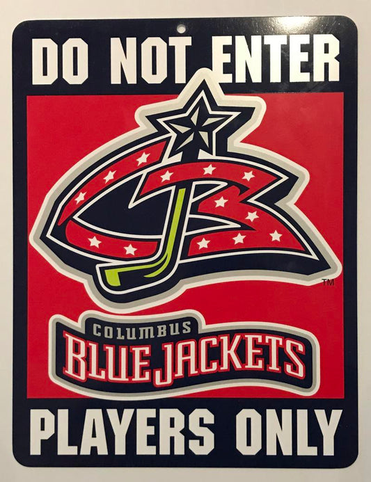 (HCW) Columbus Blue Jackets "Do Not Enter Players Only" 8" x 13" NHL Plastic Sign Image 1