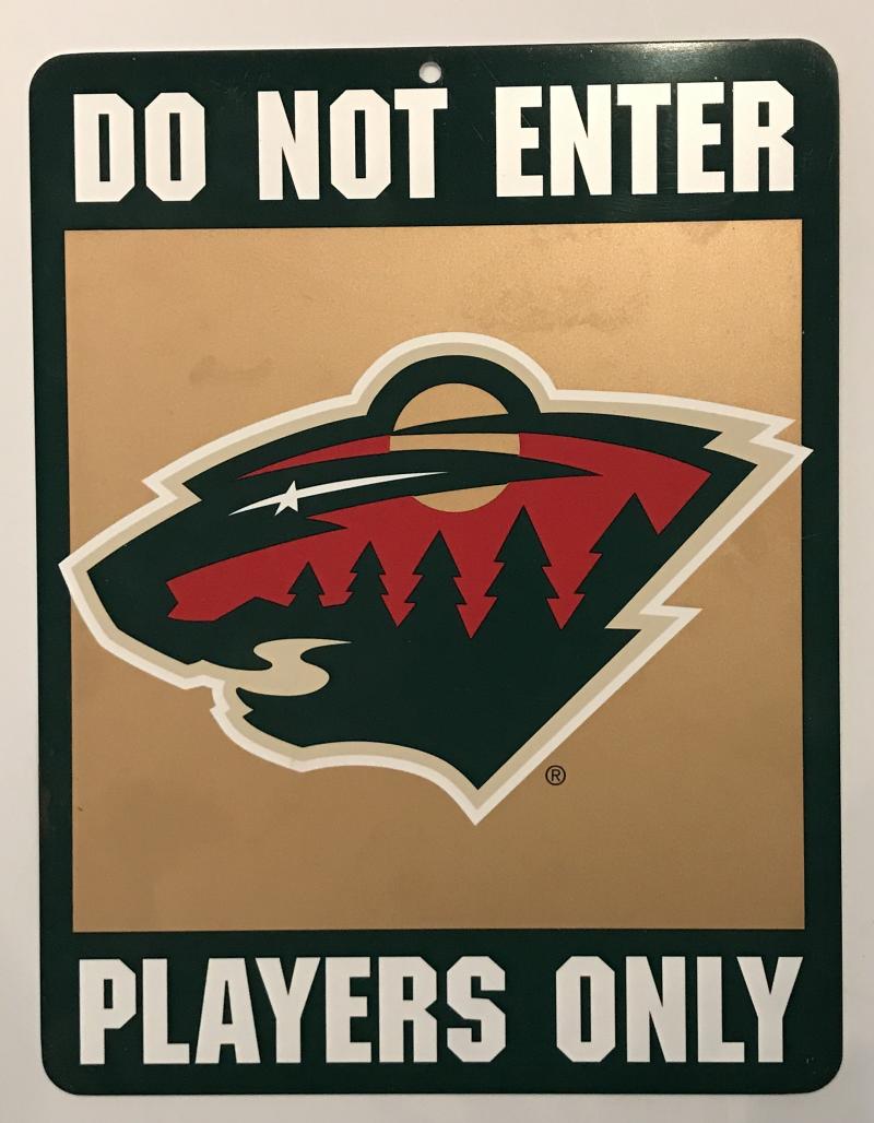 (HCW) Minnesota Wild "Do Not Enter Players Only" 8" x 13" NHL Plastic Sign Image 1