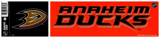 (HCW) Anaheim Ducks (orange) 3" x 12" Bumper Strip NHL Sticker Decal Image 1
