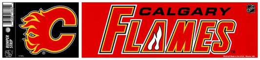 (HCW) Calgary Flames red 3" x 12" Bumper Strip NHL Sticker Decal Image 1