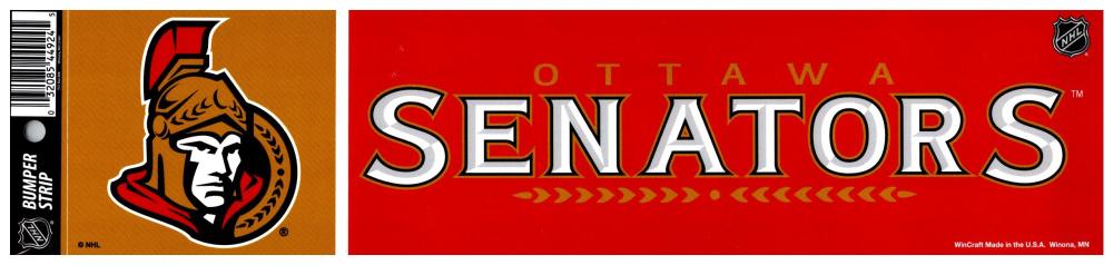 (HCW) Ottawa Senators 3" x 12" Bumper Strip NHL Sticker Decal Image 1