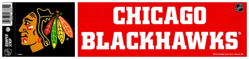 (HCW) Chicago Blackhawks 3" x 12" Bumper Strip NHL Sticker Decal Image 1