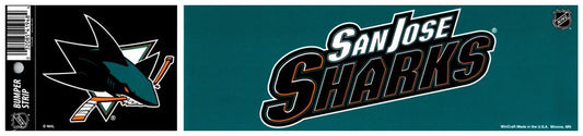 (HCW) San Jose Sharks 3" x 12" Bumper Strip NHL Sticker Decal Image 1