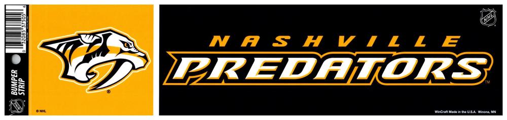 (HCW) Nashville Predators 3" x 12" Bumper Strip NHL Sticker Decal Image 1