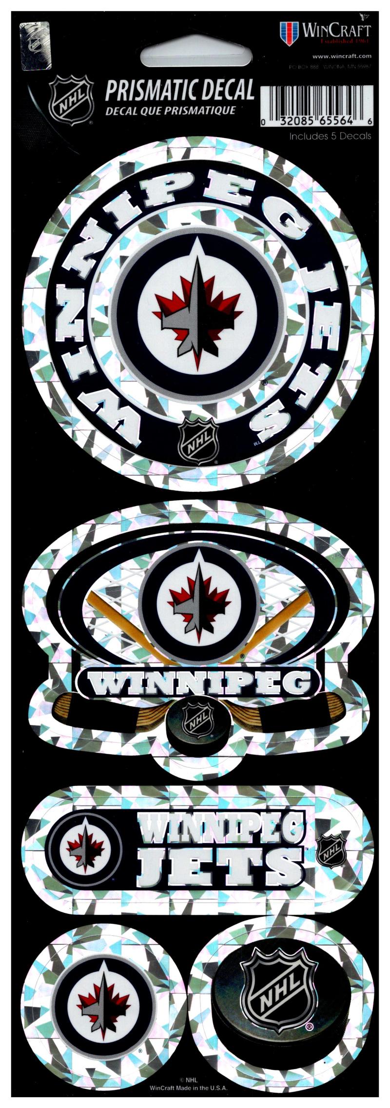 (HCW) Winnipeg Jets Prismatic 4"x11" Shiny Decals Sticker Sheet Image 1