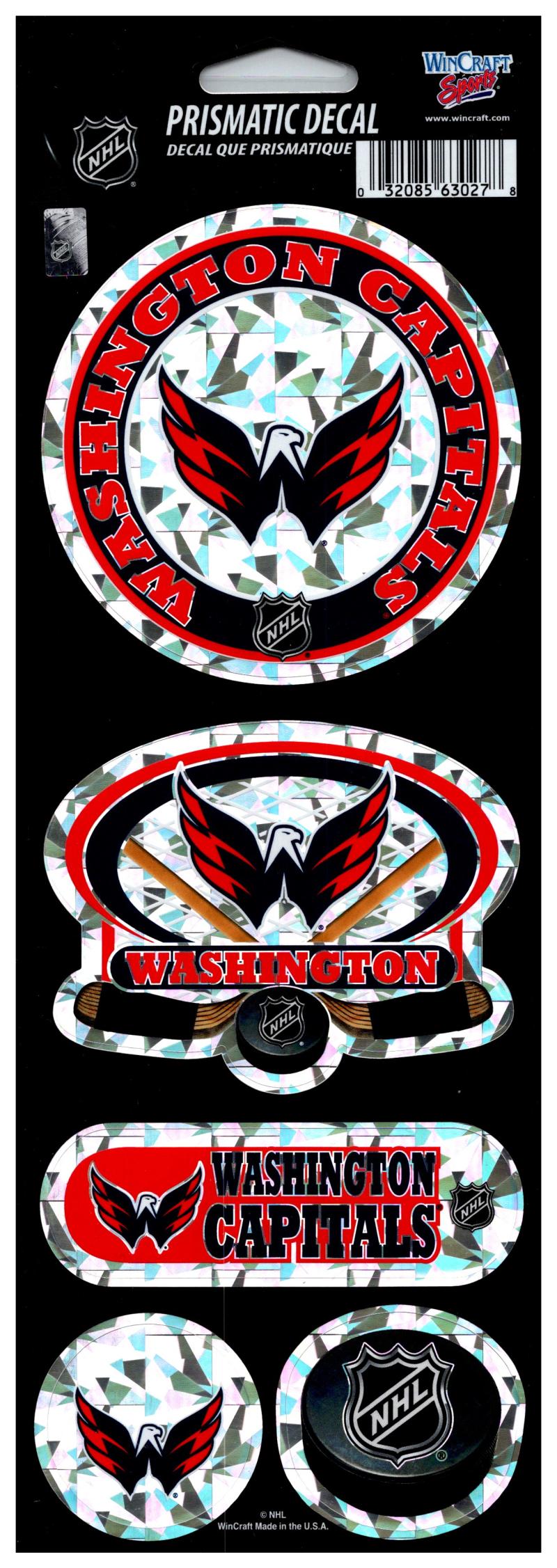 (HCW) Washington Capitals Prismatic 4"x11" Shiny Decals Sticker Sheet Image 1