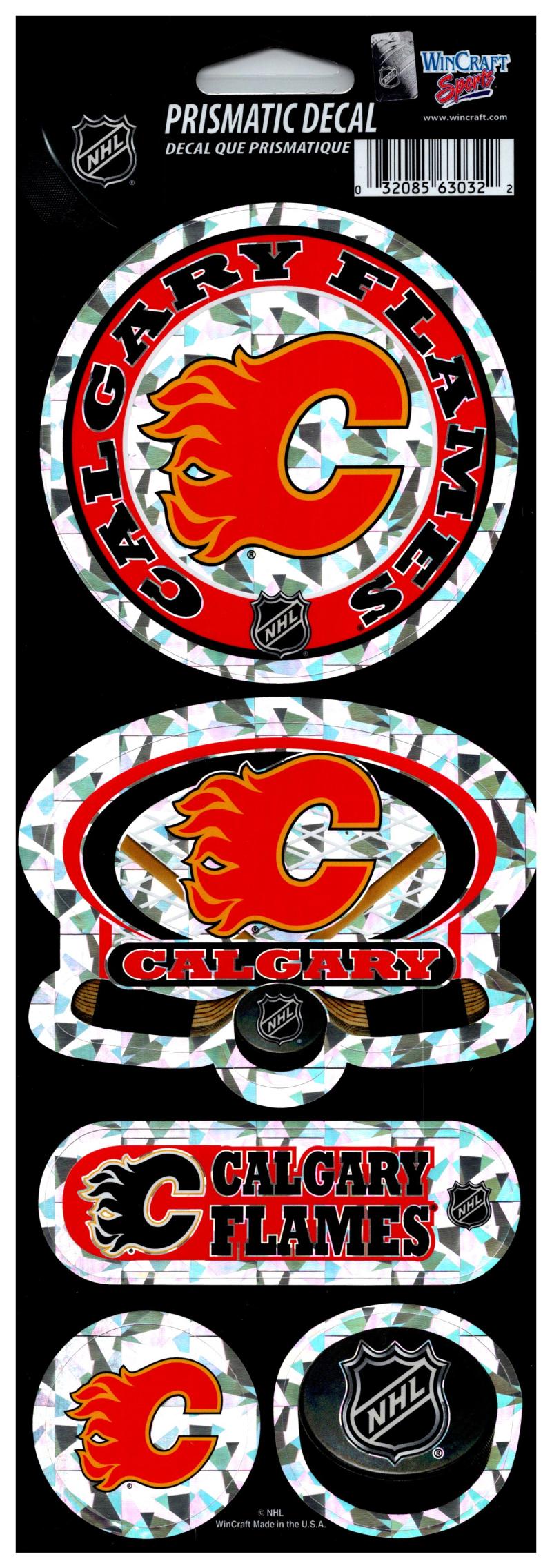 (HCW) Calgary Flames Prismatic 4"x11" Shiny Decals Sticker Sheet Image 1