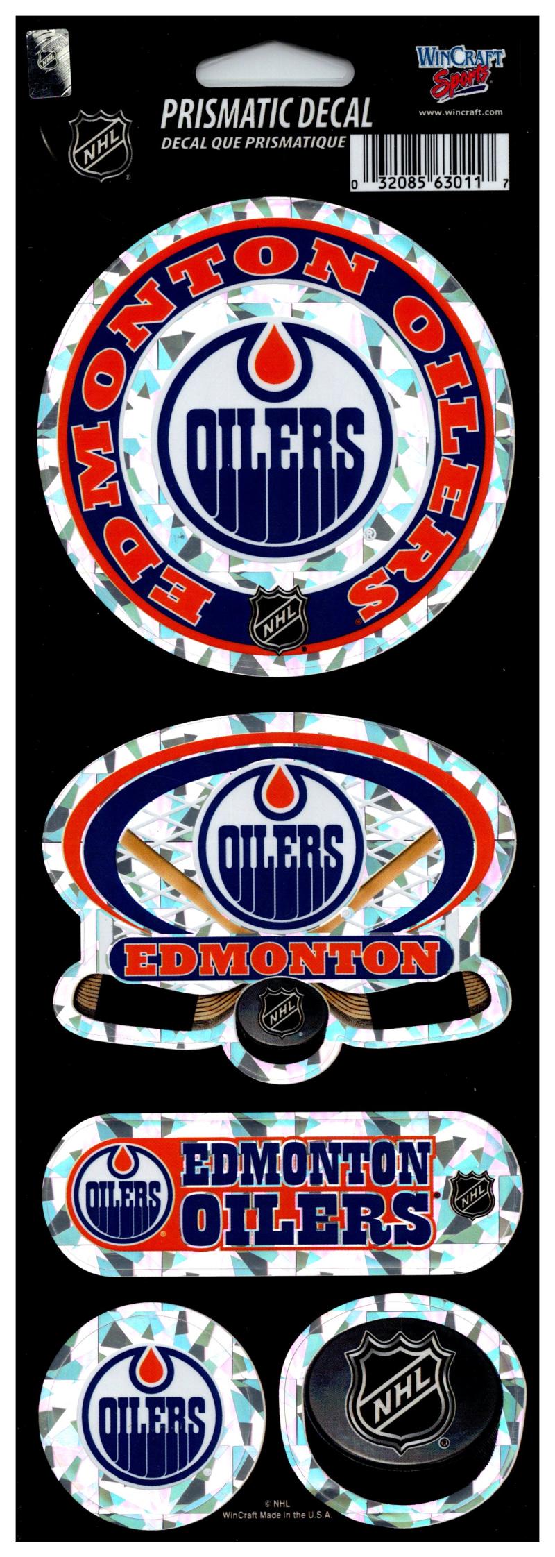 (HCW) Edmonton Oilers Prismatic 4"x11" Shiny Decals Sticker Sheet Image 1