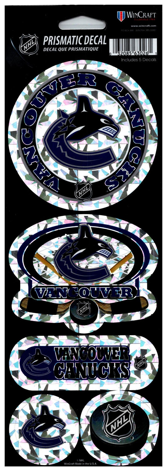 (HCW) Vancouver Canucks Prismatic 4"x11" Shiny Decals Sticker Sheet Image 1