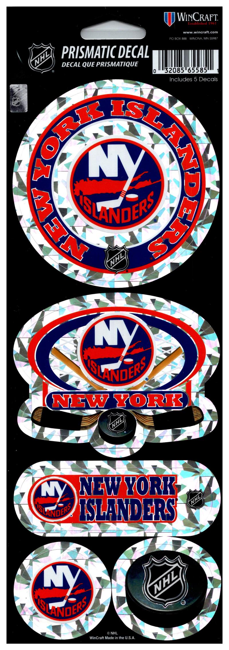 (HCW) New York Islanders Prismatic 4"x11" Shiny Decals Sticker Sheet Image 1