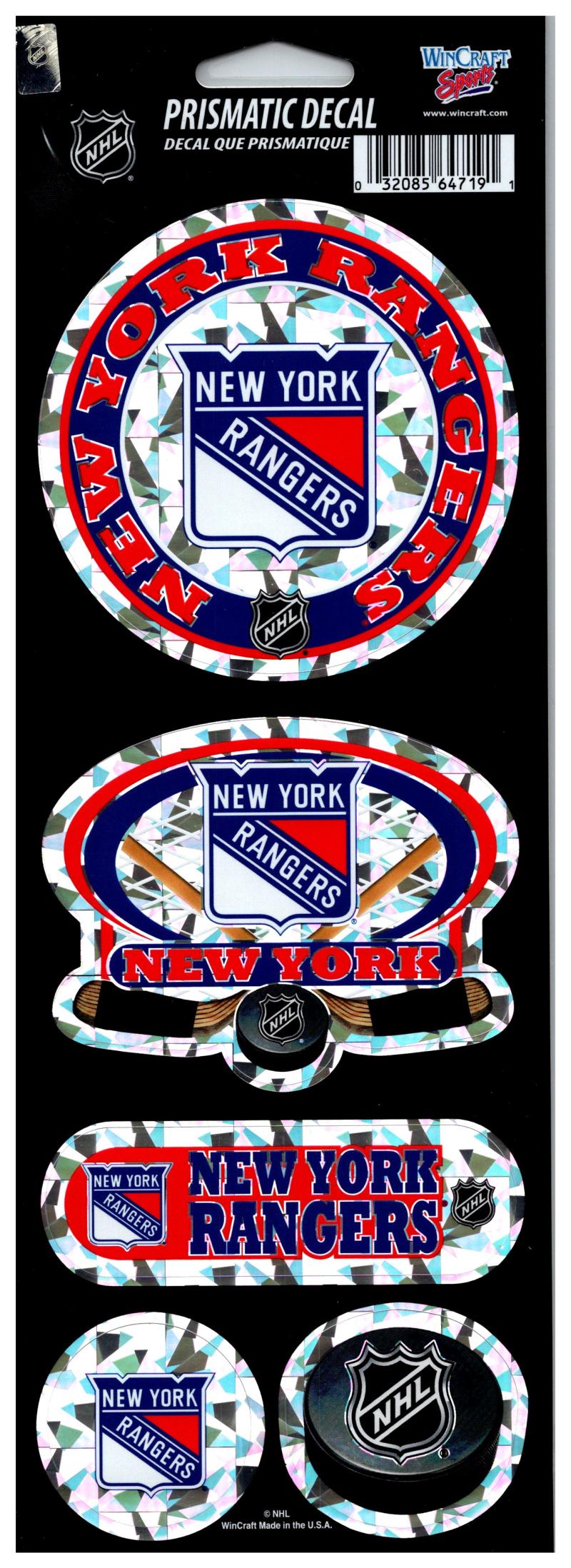 (HCW) New York Rangers Prismatic 4"x11" Shiny Decals Sticker Sheet Image 1