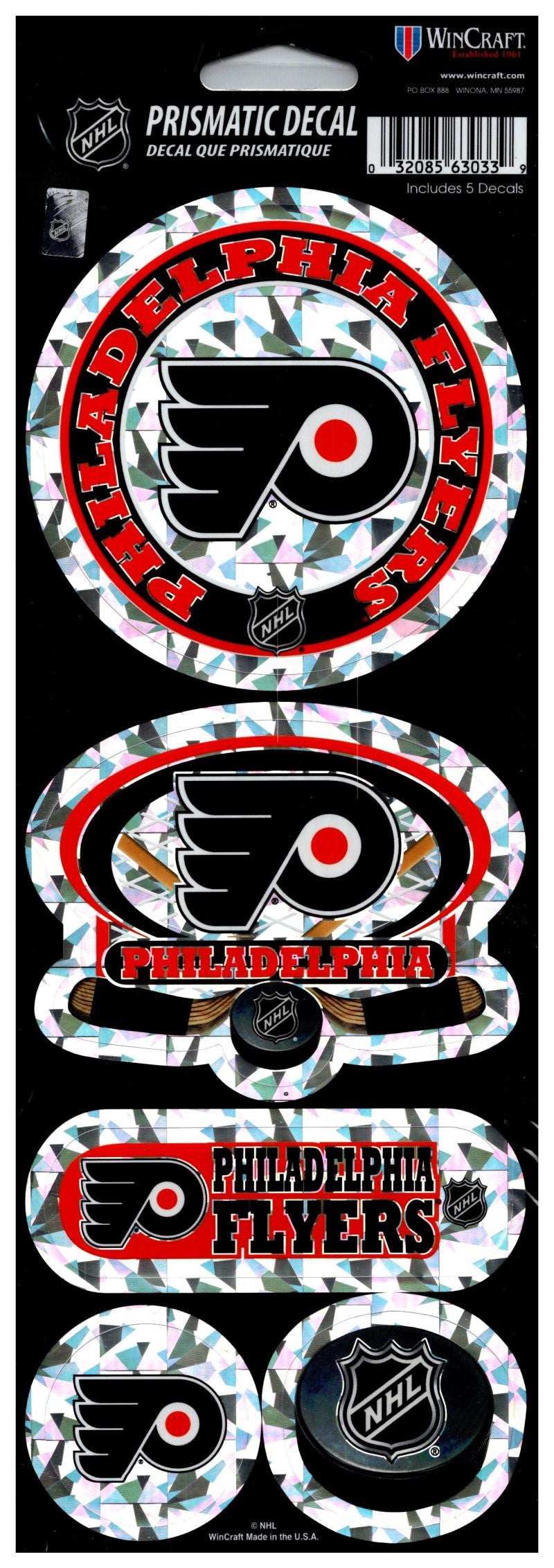(HCW) Philadelphia Flyers Prismatic 4"x11" Shiny Decals Sticker Sheet