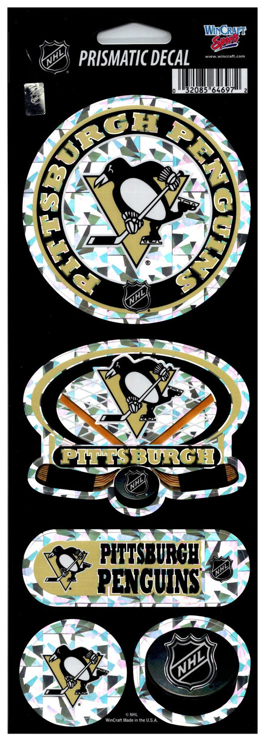 (HCW) Pittsburgh Penguins Prismatic 4"x11" Shiny Decals Sticker Sheet Image 1