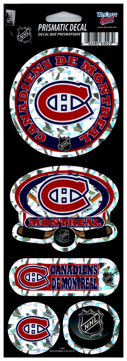 (HCW) Montreal Canadiens Prismatic 4"x11" Shiny Decals Sticker Sheet Image 1