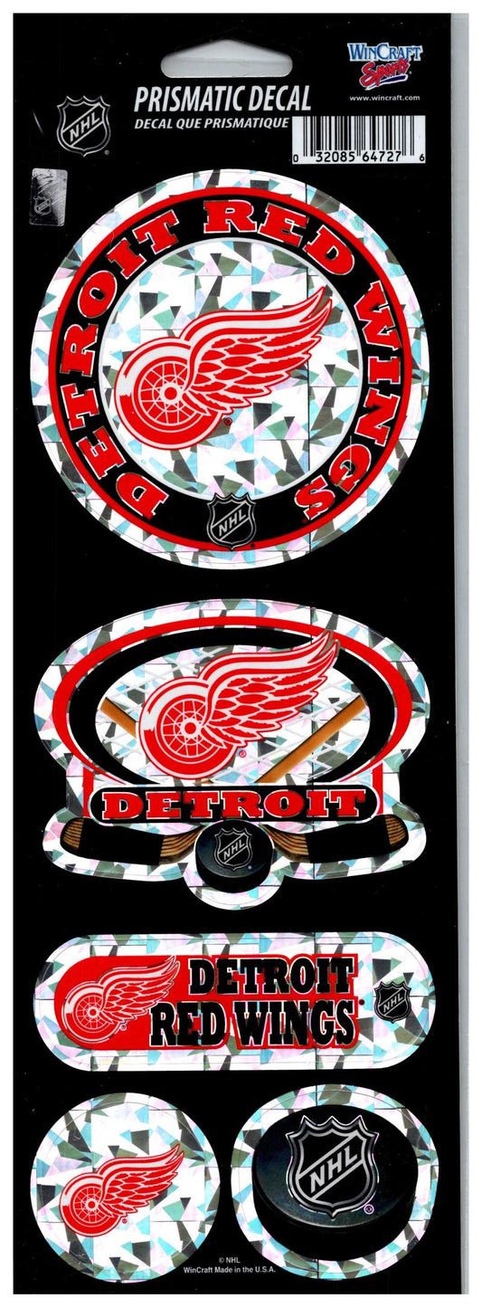 (HCW) Detroit Red Wings Prismatic 4"x11" Shiny Decals Sticker Sheet Image 1